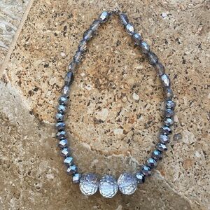 Vintage Silver-Tone Faceted Bead Necklace